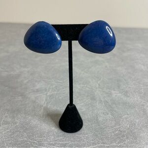 Vintage (90s) Karla Jordan Chic Blue Howlite Stone Pierced Earrings